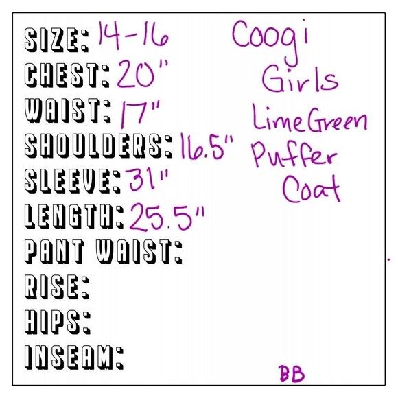 Girl’s COOGI AUSTRALIA WINTER Puffer Jacket COAT SIZE 14-16 Lime Green - Picture 12 of 12